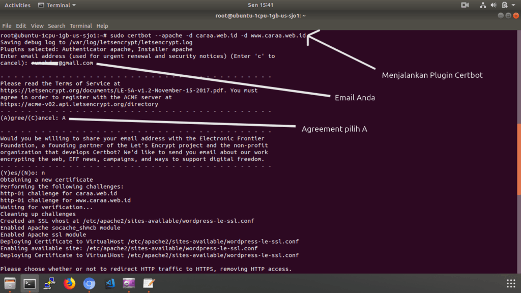 Tutorial Install SSL Let's Encrypt Nginx di Ubuntu 1 Memperoleh Sertifikat SSL