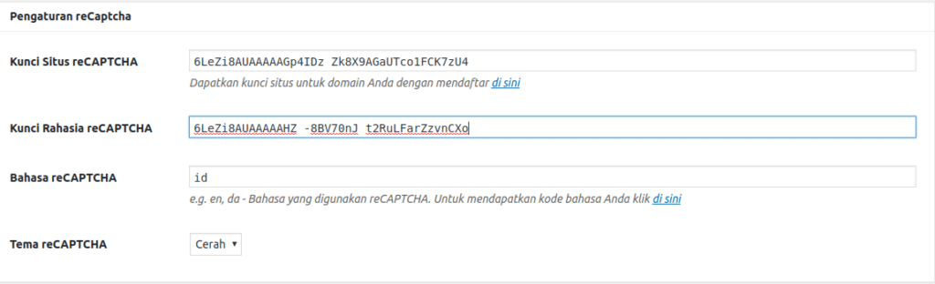 Mengaktifkan reCAPTCHA pada Contact Form Tanpa Plugin 2 Pengaturan reCaptcha