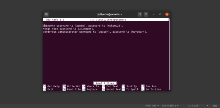 Panduan Install WordPress Menggunakan OpenLiteSpeed di Debian 10 3 Username dan Password Panel OpenLiteSpeed